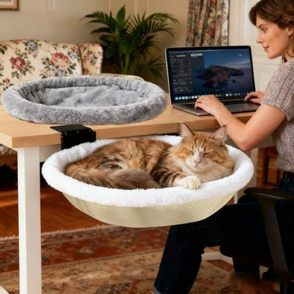 Cat Bed for Desk |2 Machine-Washable Covers |Foldable Cat Bed Desk Mount