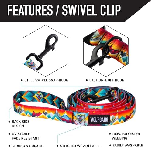 Wolfgang 5/8 Inch Venture Dog Leash Mountainvibes Print Small