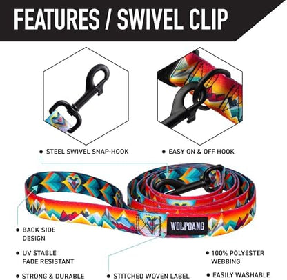 Wolfgang 5/8 Inch Venture Dog Leash Mountainvibes Print Small