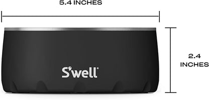 S'well Stainless Steel Pet Bowl, 16oz, Onyx, for Small to Medium Size Dogs, Mess Free Design with Non Slip Rubber Bottom, Dishwasher Safe, BPA Free