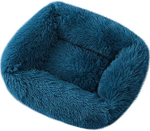 La La Pet® Donut Dog Cat Bed Cozy Cave Pet Bed Burrow Dog Bed Calming Cuddler Self-Warming Pet Bed Soft Plush Pet Cushion Improved Sleep for Cats Small Medium Dogs Blue S
