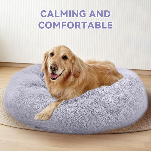 Large Dog Bed, Washable Plush Donut Dog Bed, 36 Inch