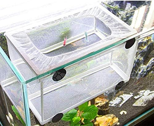 COMOK Fish Hatchery Breeder Box Aquarium Separation Net Nylon Incubator Mesh Fish Breeding Tanks Isolation Box White Rectangle