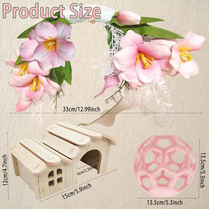 Reptile Hiding Branch &Ball Python - Enrichment Toys for Corn Snake,Tulip Artificial Bouquet Plant Artificial Decor for Snake Cage,Wood House for Leopard Gecko Habitat Lizard Chameleon Ball Pythons