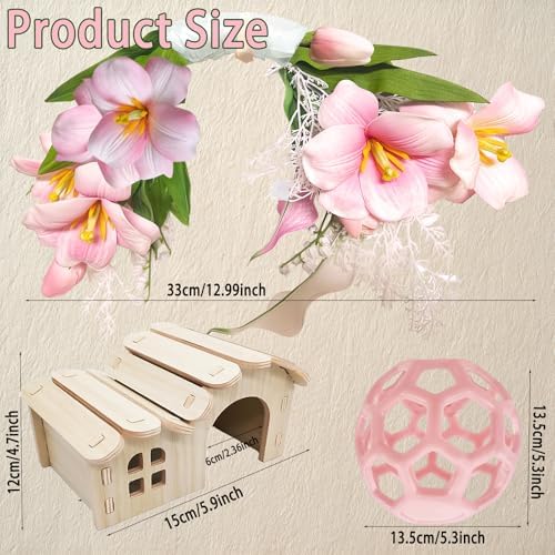 Reptile Hiding Branch &Ball Python - Enrichment Toys for Corn Snake,Tulip Artificial Bouquet Plant Artificial Decor for Snake Cage,Wood House for Leopard Gecko Habitat Lizard Chameleon Ball Pythons