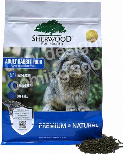 Sherwood Pet Health Adult Rabbit Food Alfalfa Timothy Hay-Based Blend 10 lbs, Grain and Soy-Free for Better Digestion