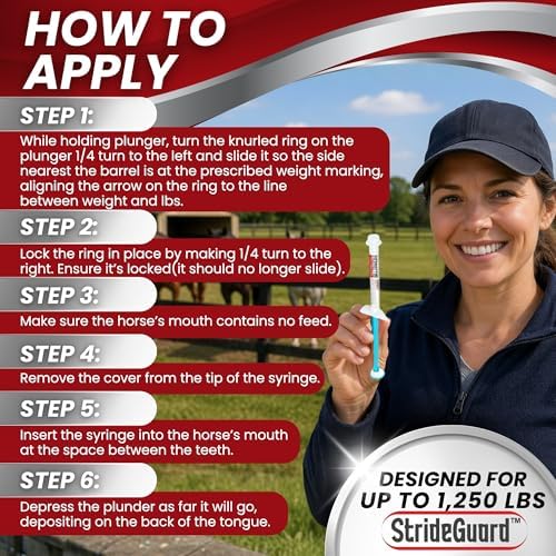 Horse Ivermectin Paste 1.87% – Apple Flavored Oral Horse Dewormer Syringe – 6.08g Tube Treats Horses Up to 1250 LB [Pack-24]