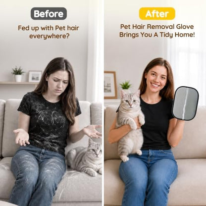 Pet Hair Removal Glove: Static Friction Clumps 95% Fur Fast