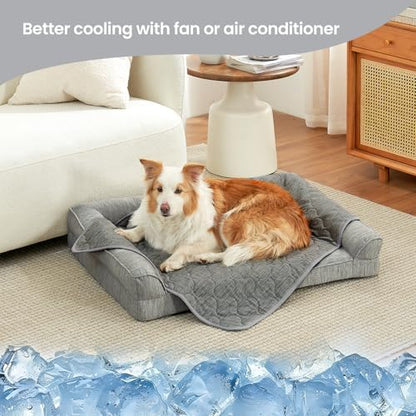 Cozy Bliss Deluxe Leakproof Cooling Blanket for Medium Dog Q-Max 0.5, Soft & Durable Washable Pet Cooling Mat for Hot Weather, Livingroom, Pet Throw & Couch Protector, Charcoal Grey, 30"x40"