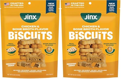 Jinx Dog Biscuits, Oven-Baked Dog Treats with Chicken Bone Broth, 16oz