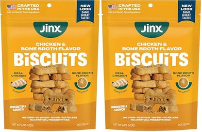 Jinx Dog Biscuits, Oven-Baked Dog Treats with Chicken Bone Broth, 16oz