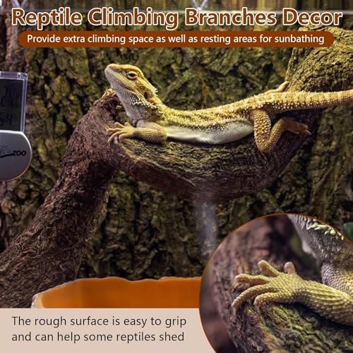 BNOSDM 2Pcs Reptile Climbing Branches Decor,2.5-3.25" Think Snake Climbing Branch,Gecko Climb Wood,Lizard Bold Forest Branch,Tank Habitat Tree Trunk Decorations for Bearded Dragons,Chameleons,Frogs