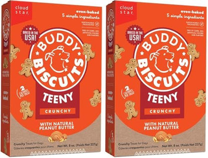Buddy Biscuits Teeny Crunchy Dog Treats, Peanut Butter, 8 oz. Box, (Pack of 2)