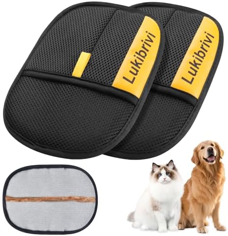 Pet Hair Removal Glove for Dogs & Cats - Upgraded Reusable Electrostatic Pet Hair Glove, Gentle Grooming Mitt, Pet Hair Remover Tool for Laundry, Couch, Carpet & Car Seat,2 Pack