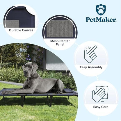 PETMAKER Elevated Dog Bed Cover - 48x36-Inch Replacement Pet Bed Cover with Mesh Panel - for Indoor/Outdoor Use - Dog Cot Not Included (Blue)