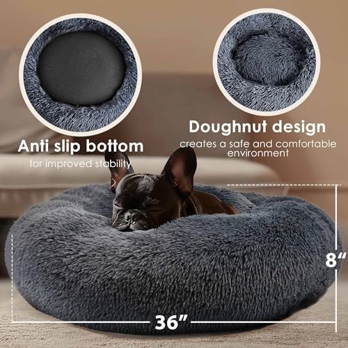 Extra Large Dog Beds, 36in Human Dog Anxiety Relief Comfort Bed (Dark Grey)