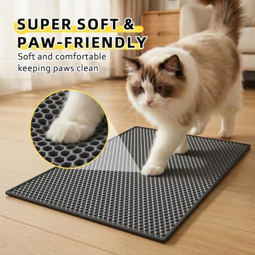 Cat Litter Mat, 15"X24", Waterproof, Easy to Clean (Black-1Pack)