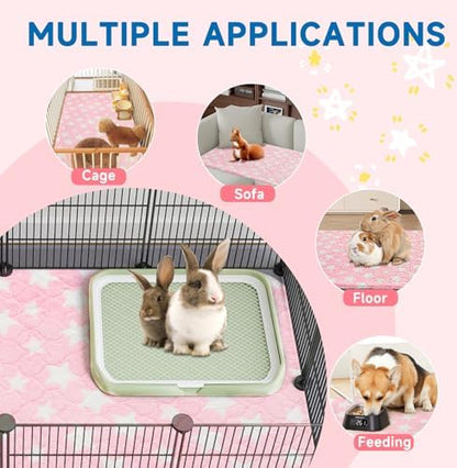 Homimp 2 Pack Guinea Pig Bed, Waterproof Reusable Small Animal Bed,Super Absorbent Pee Pad Mat for Rabbit Bunny Hamster Rat Hedgehog Chinchilla,Washable Fleece Cage Liners, Pink 24"x47"