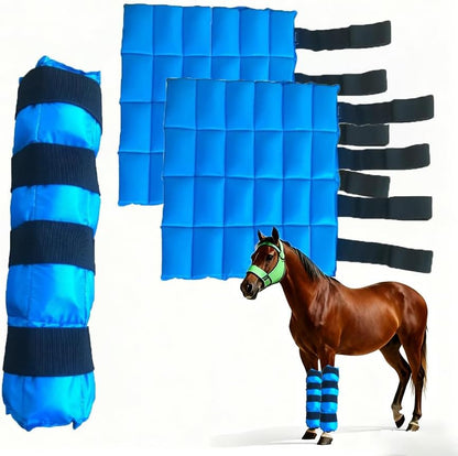 Horse Ice Boots 2-Pack - Reusable Gel Cold Therapy Pack for Swelling & Pain Relief, Cooling Wraps for Hock, Knee, Ankle, Hoof, Adjustable Fit for Horses, Ponies, Drafts, Durable, Leak-Resistant (Blue)