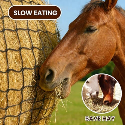 6x6 FT Round Bale Hay Net, 2-Inch Slow Feed for Horses and Goats