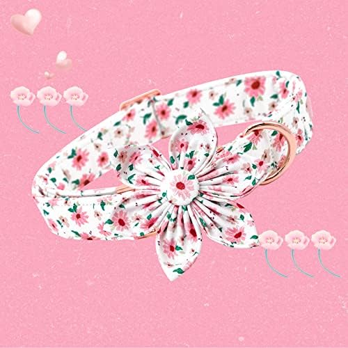 Dog Collar - Pink Dog Collar with Flower for Dogs Flowers Adjustable Dog Collar Girl Pet Gift Dog Collar for Medium Small Large Dogs