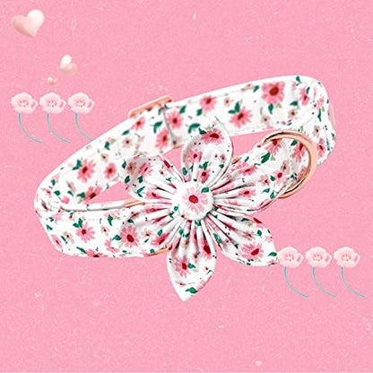 Dog Collar - Pink Dog Collar with Flower for Dogs Flowers Adjustable Dog Collar Girl Pet Gift Dog Collar for Medium Small Large Dogs