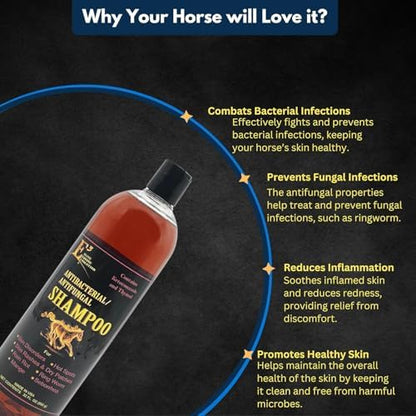 E3 Antibacterial Shampoo + E3 Argan Oil Conditioner Set for Horses and Dogs - Professional Grooming Duo (2 x 32 fl oz) - High-Shine, Detangling & Hydrating Formula for Manes, Tails, and Coats