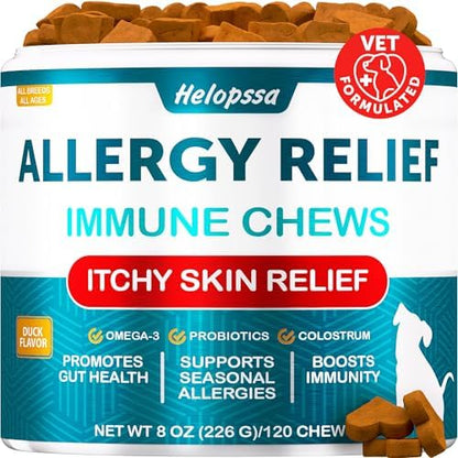 Dog Allergy Chews - 120 Treats - Itch Relief for Dogs - For Yeast & Itching
