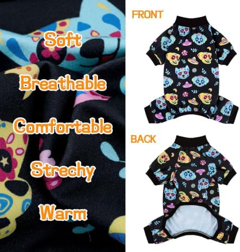 XPUDAC 4 Pack Halloween Dog Clothes Puppy Pajamas for Small Medium Dogs 2XL