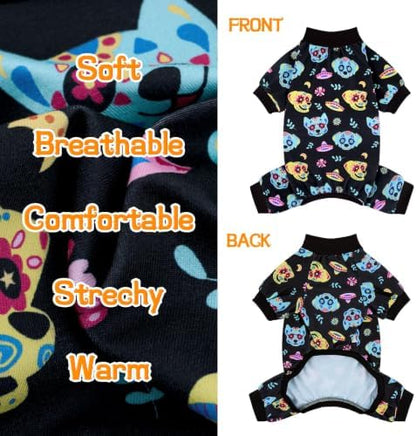 XPUDAC 4 Pack Halloween Dog Clothes Puppy Pajamas for Small Medium Dogs 2XL