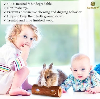 SunGrow Rabbit Log Chew, 8 Inches, Fresh Lumber Contemporary Textured Design, Log Chew Teeth Care Toy, for Chinchilla, Hamster, Guinea Pig, Gerbils, Small Animals