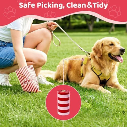 MEWANG Poop Bags for Dogs,Leak-Proof & Durable Pet Waste Bags, 9"x13", Strawberry Scented, Suit for Large, Medium, and Small Dogs, Cats, and Other Pets, 240 Count (pink)