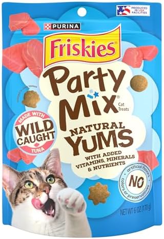 Friskies Purina Party Mix Natural YUMS Cat Treats, Wild Tuna, (6) 6 oz