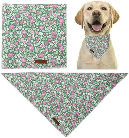 St. Patrick's Dog Bandana, UP URARA PUP Shamrock Triangle Bid Scarf for Medium Large Dogs, Cotton Kerchief for Girl Boy Puppies, Cute Spring Green Bandana,S