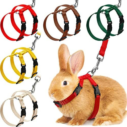 Outus 5 Pieces Adjustable Rabbit Harness and Leash Set, Vivid Color