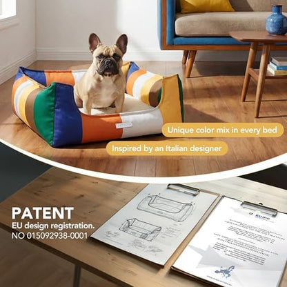 PETNOVO Dog Bed, Cute Rainbow Design, Washable Removable Cover, Non-Slip