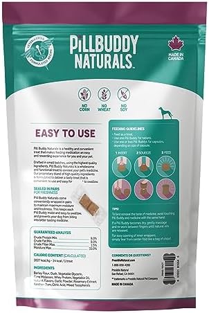 Presidio Earthly Pill Buddy Naturals - Duck (Chicken-Free) Pill Hiding Treats for Dogs - Pill Pocket for Any Size Medication - 90 Servings