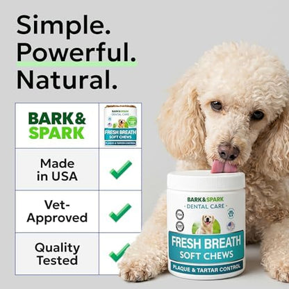 BARK&SPARK Dog Teeth Breath Freshener Chews, Dental Cleaning Treats