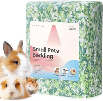 BUCATSTATE Hamster Bedding 15L, 99% Dust-Free Paper Bedding, Green