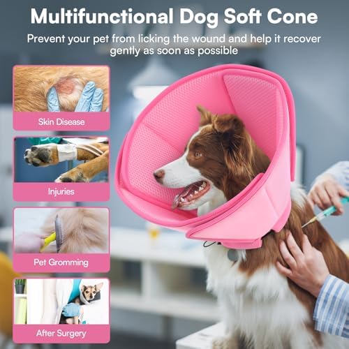 Queenmore Dog Cone Collar Soft Cone for Dogs to Stop Licking After Surgery