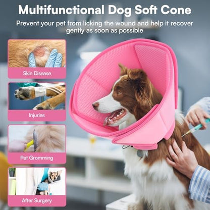 Queenmore Dog Cone Collar Soft Cone for Dogs to Stop Licking After Surgery