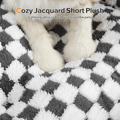 JOEJOY Dog Bed for Medium Small Dogs - Rectangle Orthopedic Dog Sofa Bed, Cute Modern Puppy Bed with Jacquard Shaggy Plush & Anti Slip Bottom, 25x21x8inches, Grey