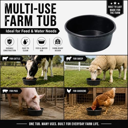 3 Pcs 1 Gallon Rubber Feed Pan with Cleaning Brush for Animals