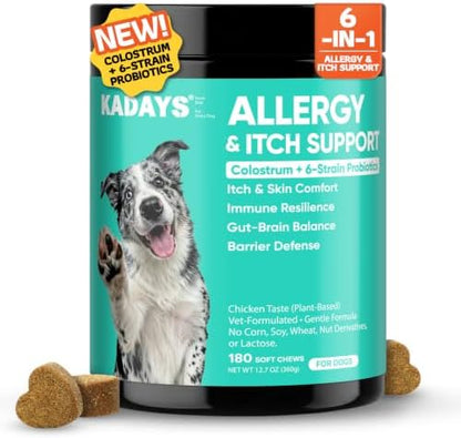 Meat-Free Dog Allergy Chews - 180Ct - Sensitive Skin & Gut Support, Chicken