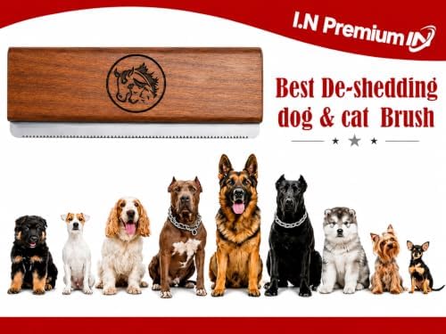 Original Deshedding Grooming Tools for Dogs, Cats & Horse Easy Ergonomic Wooden Groom pro Professional Brush Grooming Tool, Remove painlessly 95 Percent of Lose Hair Fur & Dirt (5 inch)