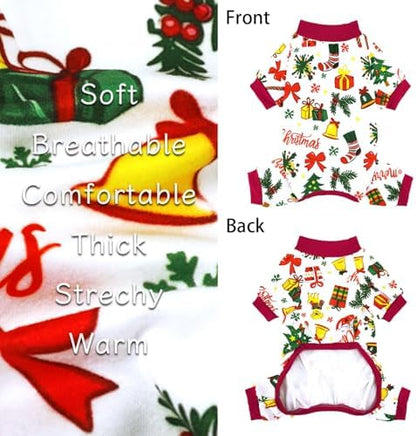 XPUDAC 4 Pack Christmas Dog Pajamas Santa Pet Clothes for Small Dogs, XL