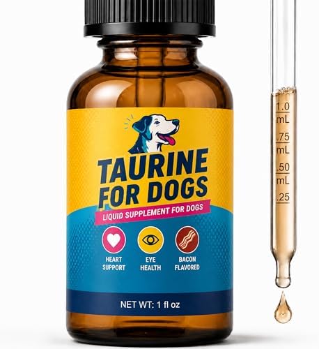 Taurine for Dogs Liquid Supplement, Bacon Flavored Dog Taurine Drops with Eyebright, 100mg per 1mL, Taurine Supplement for Dogs for Small Medium & Large Dogs, 1 fl oz