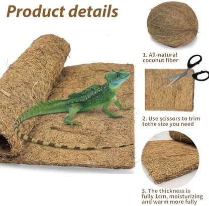PIVBY 2 PCS Reptile Carpet, Natural Coco Coir Mat (15.74" x 11.81"), Coconut Fiber Substrate Pet Terrarium Liner for Bearded Dragon Tortoise Habitat Lizards Turtles Snakes Iguana Hermit Crab
