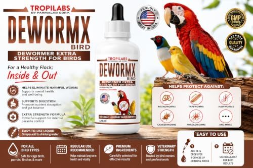 Farmalab Natural Dewormer Internal & External 100 Tabs Poultry - Vitamin for Poultry Rooster Hen Chicken Baby Chick Doves Pigeons and All Caged Birds (All Caged Birds)