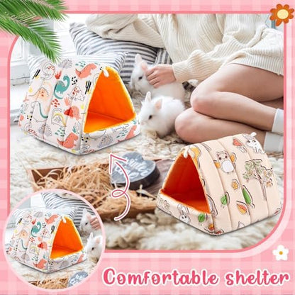 Cinnvoice Guinea Pig Hideout Bed Washable House Cage, Cartoon, 7.9 in